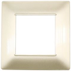 Placca in tecnopolimero 2 posti color sabbia compatibile Vimar Plana EL001 