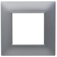 Placca 2 posti argento Soft Touch compatibile Vimar Plana EL2538 
