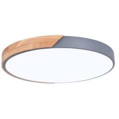 Plafoniera LED rotonda da soffitto effetto legno 40 cm grigia 24W 3CCT B7987 