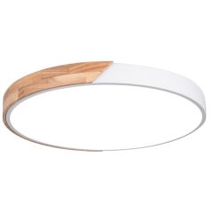 Plafoniera LED rotonda da soffitto effetto legno 50 cm bianca 36W 3CCT A2525 