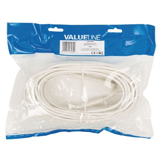 Cavo Coassiale 100 dB ad Angolo Coassiale Maschio - Femmina Coax (IEC) 20m Bianco ND9095 Valueline