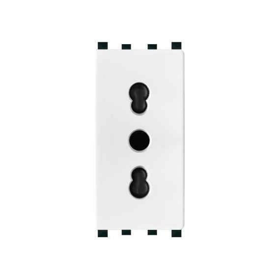 Presa bivalente 10-16A 250V Bianco compatibile Vimar Plana EL1998 