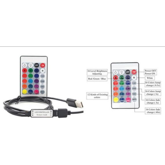 Striscia LED RGB 3m IP65 cavo di alimentazione USB con telecomando WB660 