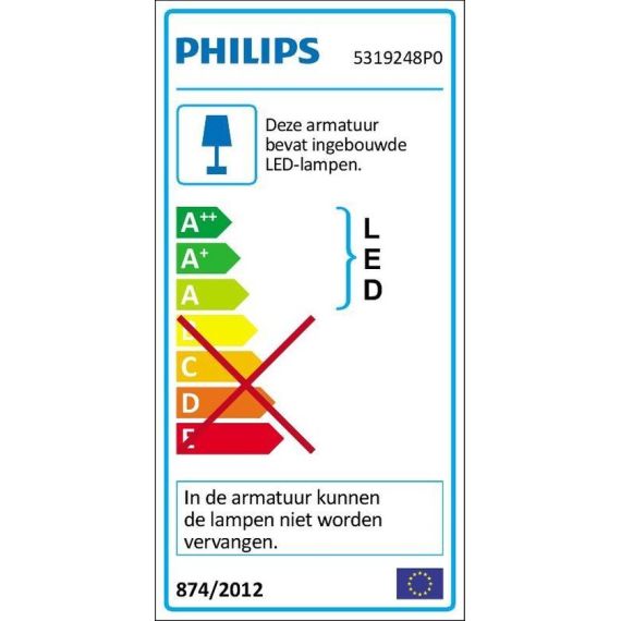 Lampada da parete dimmerabile 2200k-2700k 2x4.5W 1000lm Philips P1022 Philips