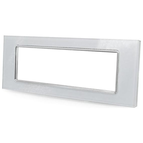 Placca in vetro bianco 7 posti compatibile Living International EL2283 