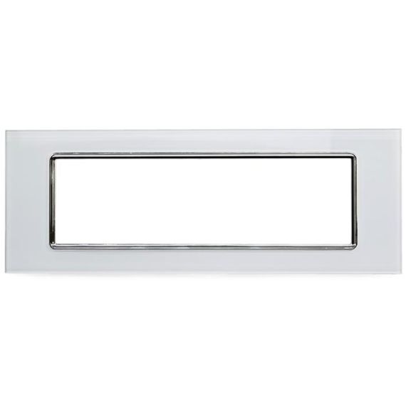 Placca in vetro bianco 7 posti compatibile Living International EL2283 