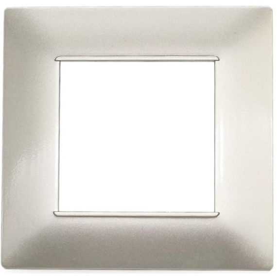 Placca in tecnopolimero 2 posti color grigio chiaro compatibile Vimar Plana EL1493 