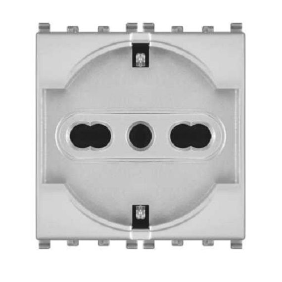 Presa Schuko 2.0 16A 250V grigia compatibile Vimar Plana EL2619 