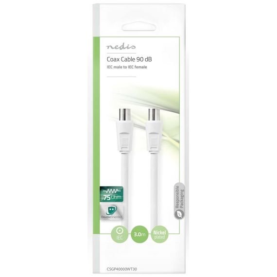 Cavo coassiale IEC (coassiale) maschio - femmina 90dB 75 Ohm 3m ND1135  Nedis