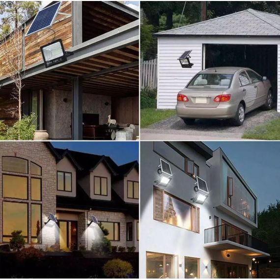 Kit faro LED dimmerabile 100W 6500K 7.000lm IP67 con pannello solare e telecomando WB1257 