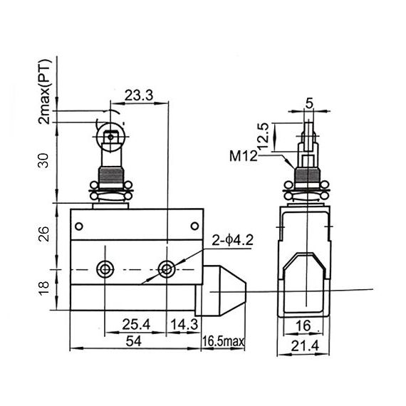 Interruttore di fine corsa orizzontale con rullo parallelo 250V 10A CF7311 Fato EL2602 FATO