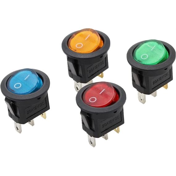 Interruttore luminoso a bilanciere rotondo 12V 20A confezione da 20 EL3204 