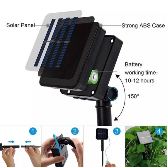 Striscia LED luce fredda in filo di rame 10m 100 led con pannello solare WB249 