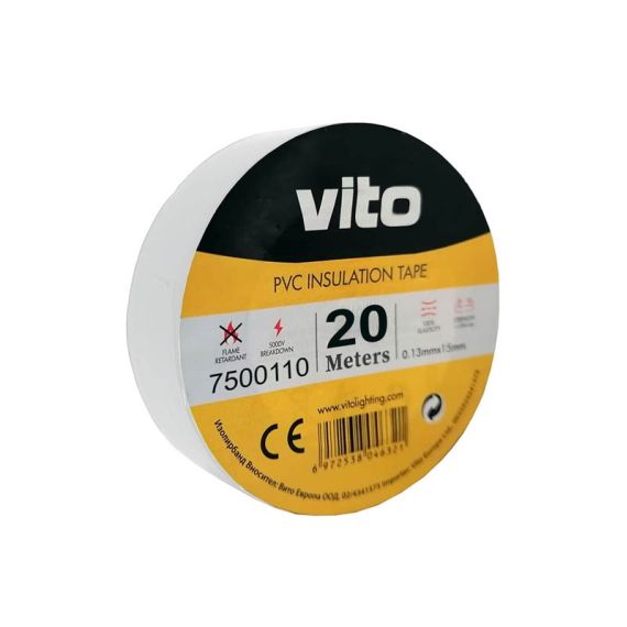 Nastro isolante 19mm 20m bianco Vito EL161 Vito