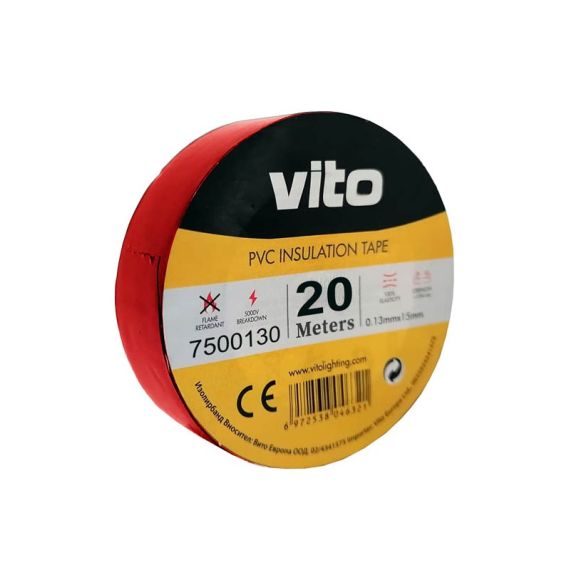 Nastro isolante 19mm 20m rosso Vito EL166 Vito