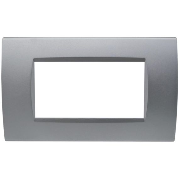 Placca 4 posti argento Soft Touch compatibile Living International EL3156 