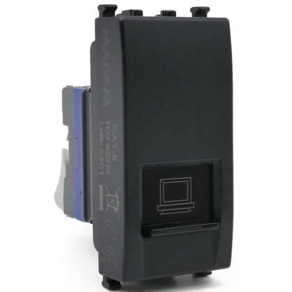 Connettore di rete RJ45 CAT6 nero compatibile Vimar Arké EL186 