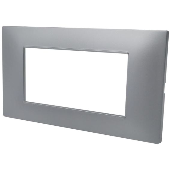 Placca 4 posti argento Soft Touch compatibile Vimar Plana EL3089 