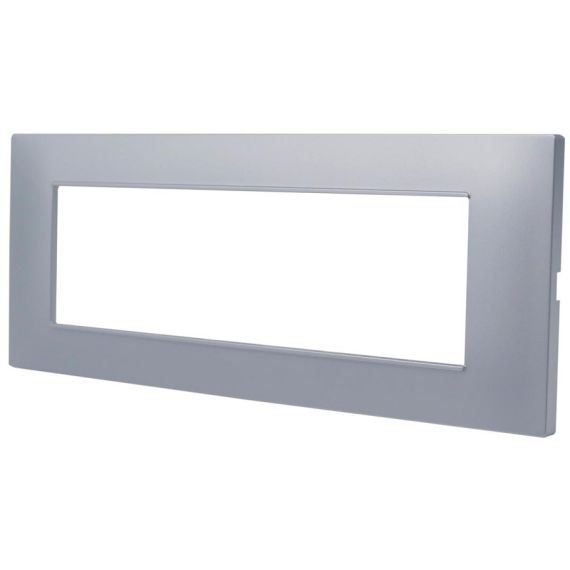 Placca 7 posti argento Soft Touch compatibile Vimar Plana EL3164 
