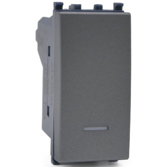 Pulsante unipolare grigio con spia compatibile Vimar Arké EL364 