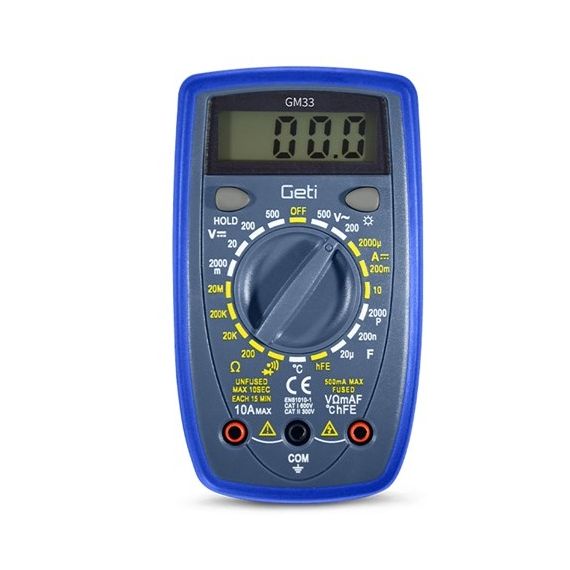 Multimetro digitale con puntali GM33B Geti U1095 Geti