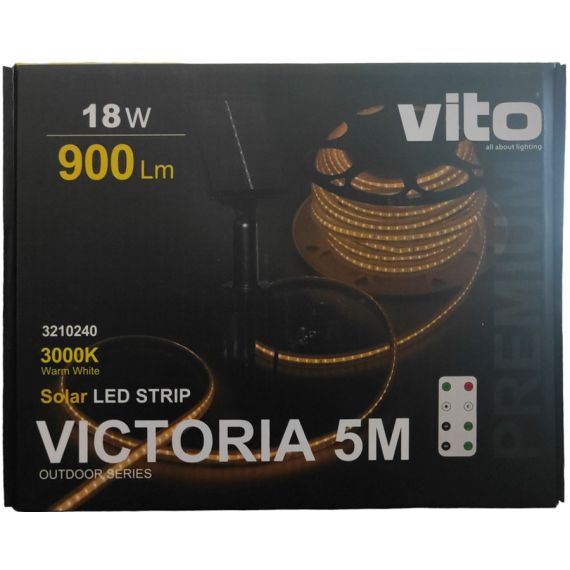 Striscia LED da esterno 5m con pannello solare 18W 900Lm 3000k luce calda EL3183 Vito