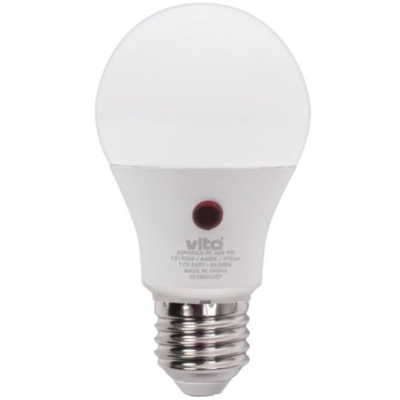 Lampadina LED con sensore crepuscolare E27 9W 972Lm 6400K luce fredda EL602 Vito