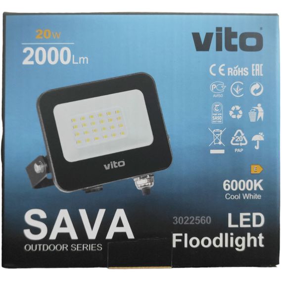 Faro LED da esterno 20W 2000lm luce fredda 6000k EL987 Vito