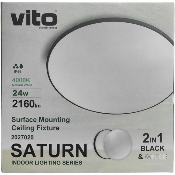 Plafoniera LED per interni 24W 4000K luce naturale Φ330*H55 bianco+nero EL2026 Vito