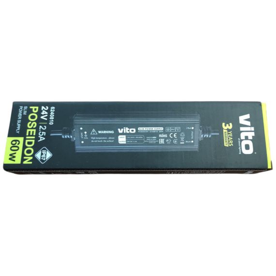 Trasformatore stagno IP67 slim 24V 2.5A 60W EL036 Vito