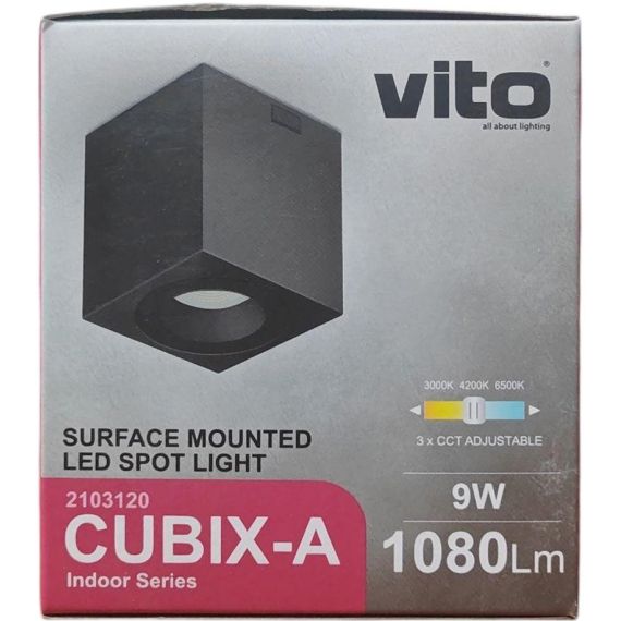 Faretto LED da soffitto 9W 3xCCT 1080lm 9*9*10CM nero EL3225 Vito