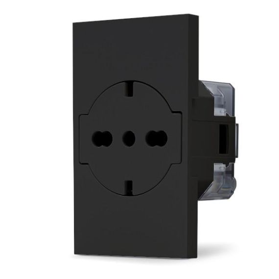 Presa 2P+T 16A bipasso Schuko nera linea ZEN 02296 