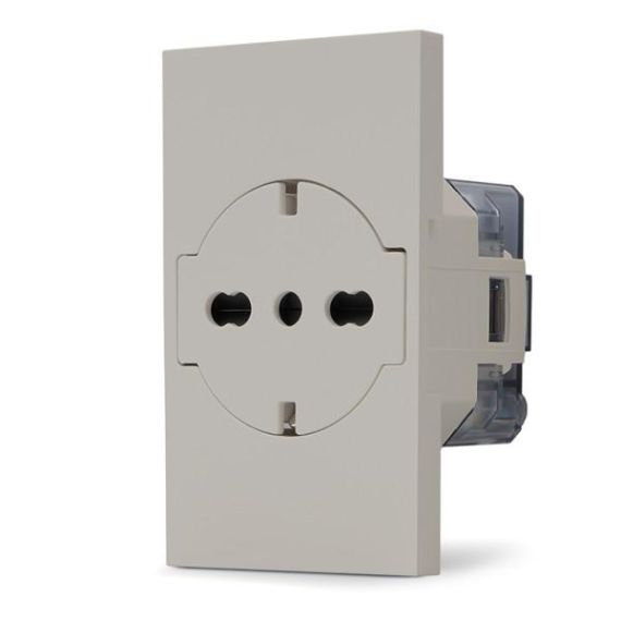 Presa 2P+T 16A bipasso Schuko sabbia linea ZEN 02312 