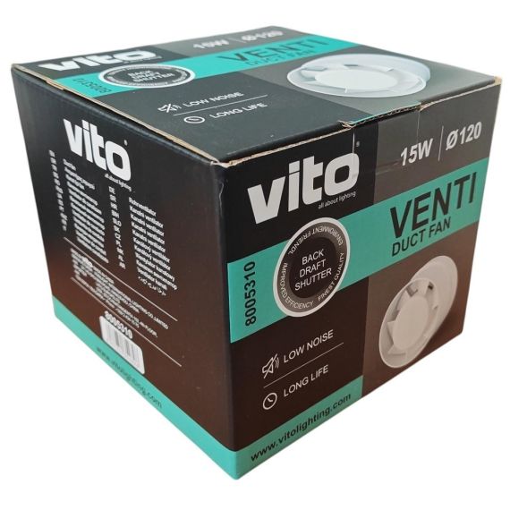 Aspiratore elicoidale da condotto 120mm 15W con serranda EL4192 Vito