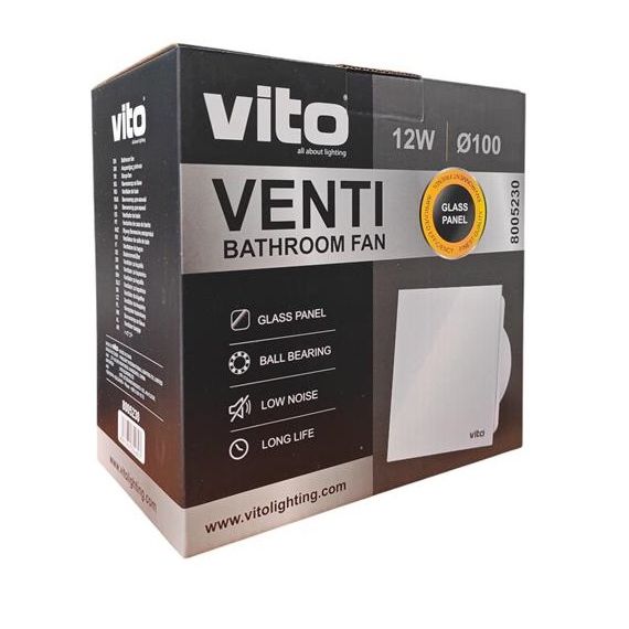 Aspiratore da bagno con frontale in vetro 100mm 12W EL4994 Vito