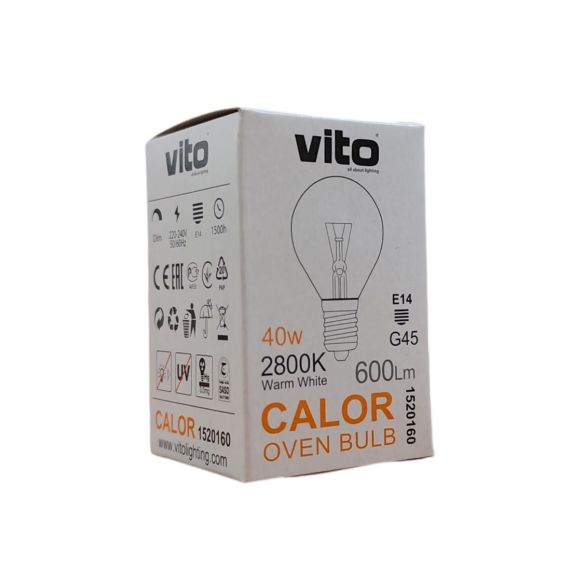 Lampadina per forno 40W G45 E14 2800K luce calda EL583 Vito