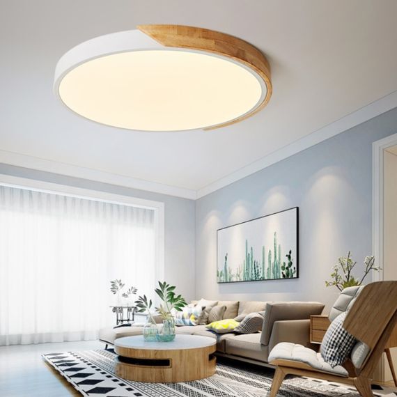 Plafoniera LED rotonda da soffitto effetto legno 50 cm grigio 36W 3CCT E5001 