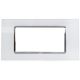 Placca in vetro bianco 4 posti compatibile Living International EL1038 